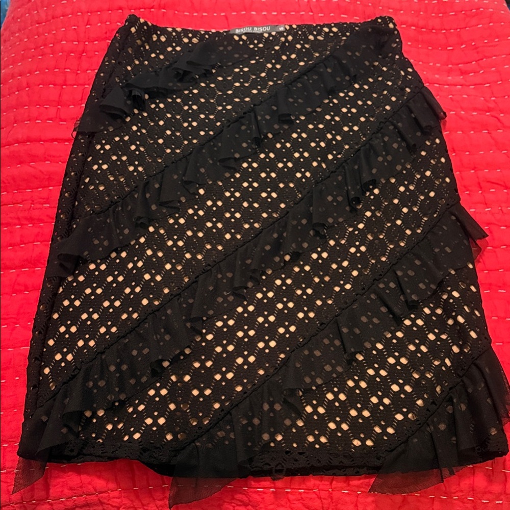 Bisou Bisou Black Lace Pencil Skirt